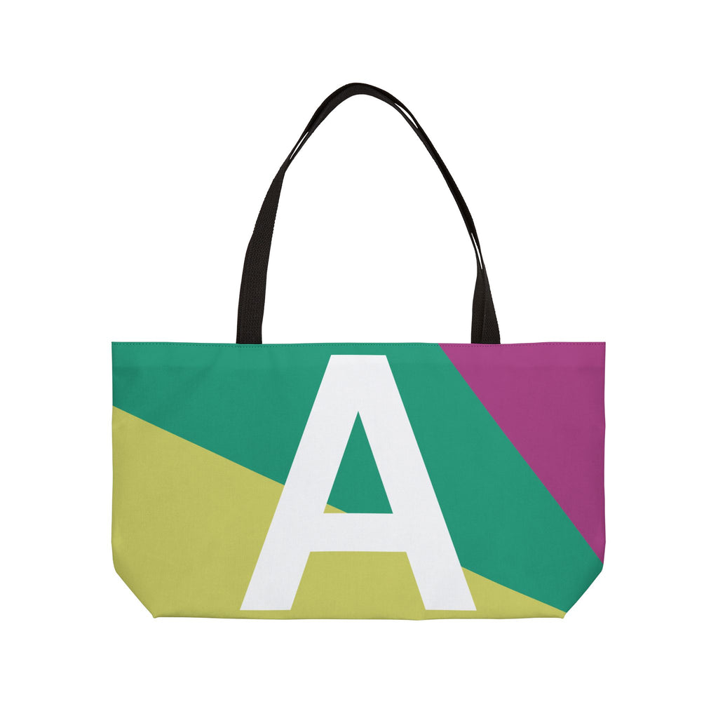 Personalized 'A' Colorblock Tote Bag — Monogram Weekender Tote