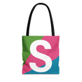 Monogram 'S' Colorblock Tote Bag — Personalized Initial S Shoulder Tote