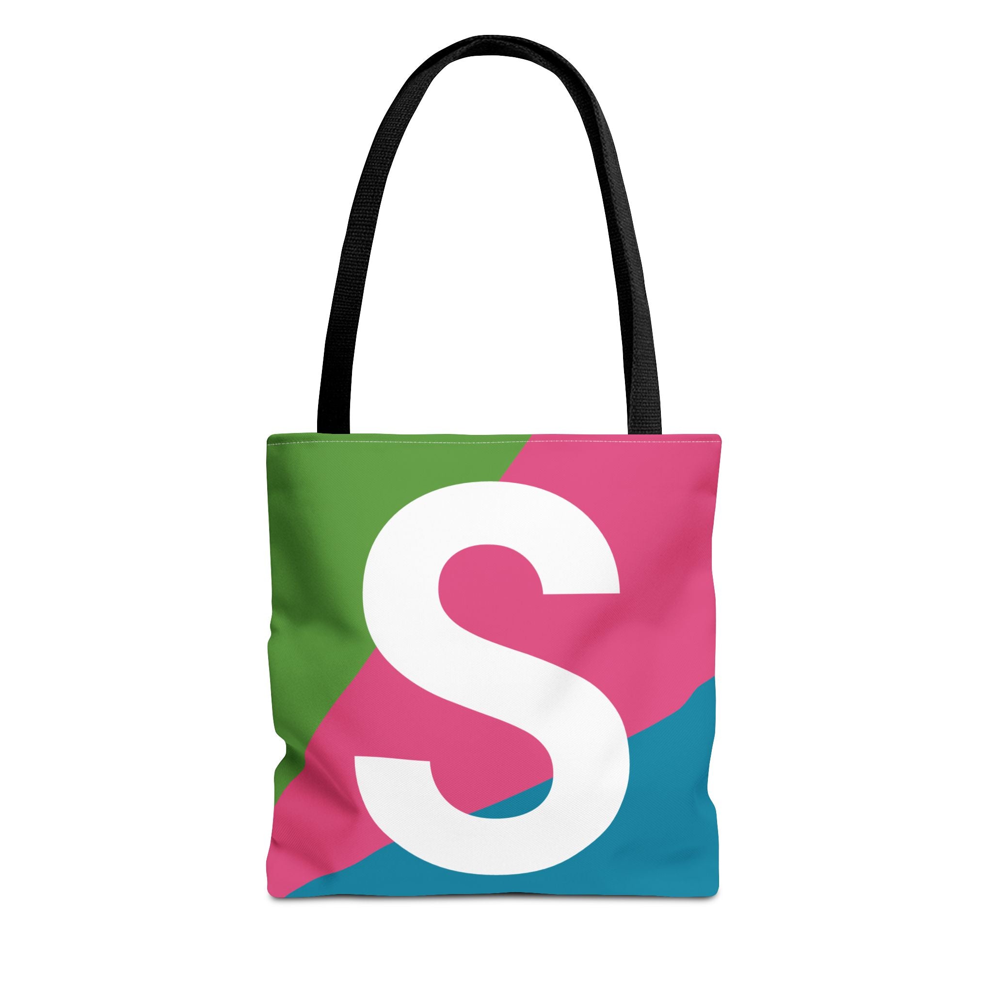 Monogram 'S' Colorblock Tote Bag — Personalized Initial S Shoulder Tote