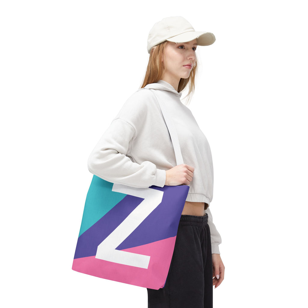Monogram 'Z' Colorblock Tote Bag — Personalized Initial Z Shoulder Tote