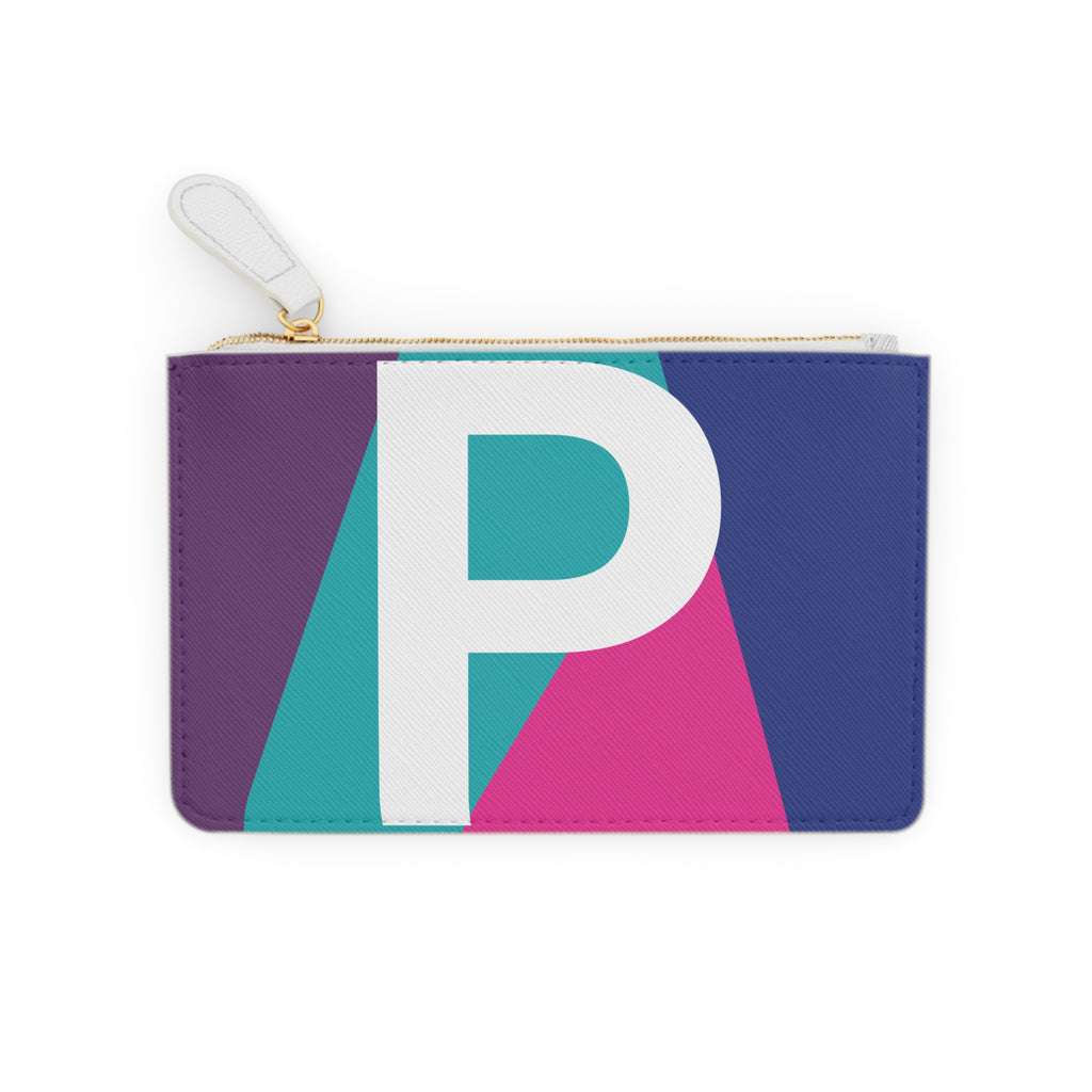 Initial P Mini Clutch — Colorblock Monogram Wristlet Wallet