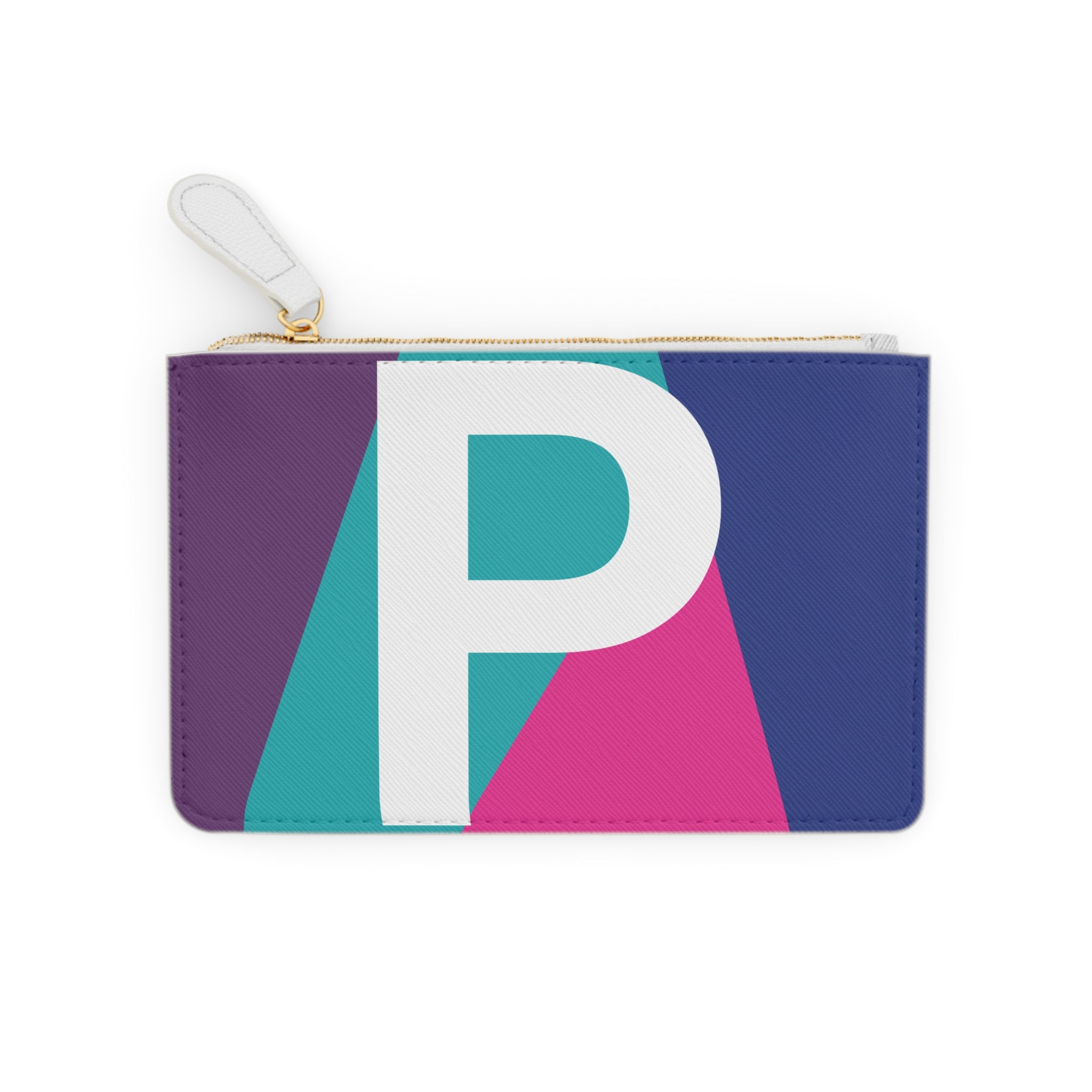 Initial P Mini Clutch — Colorblock Monogram Wristlet Wallet