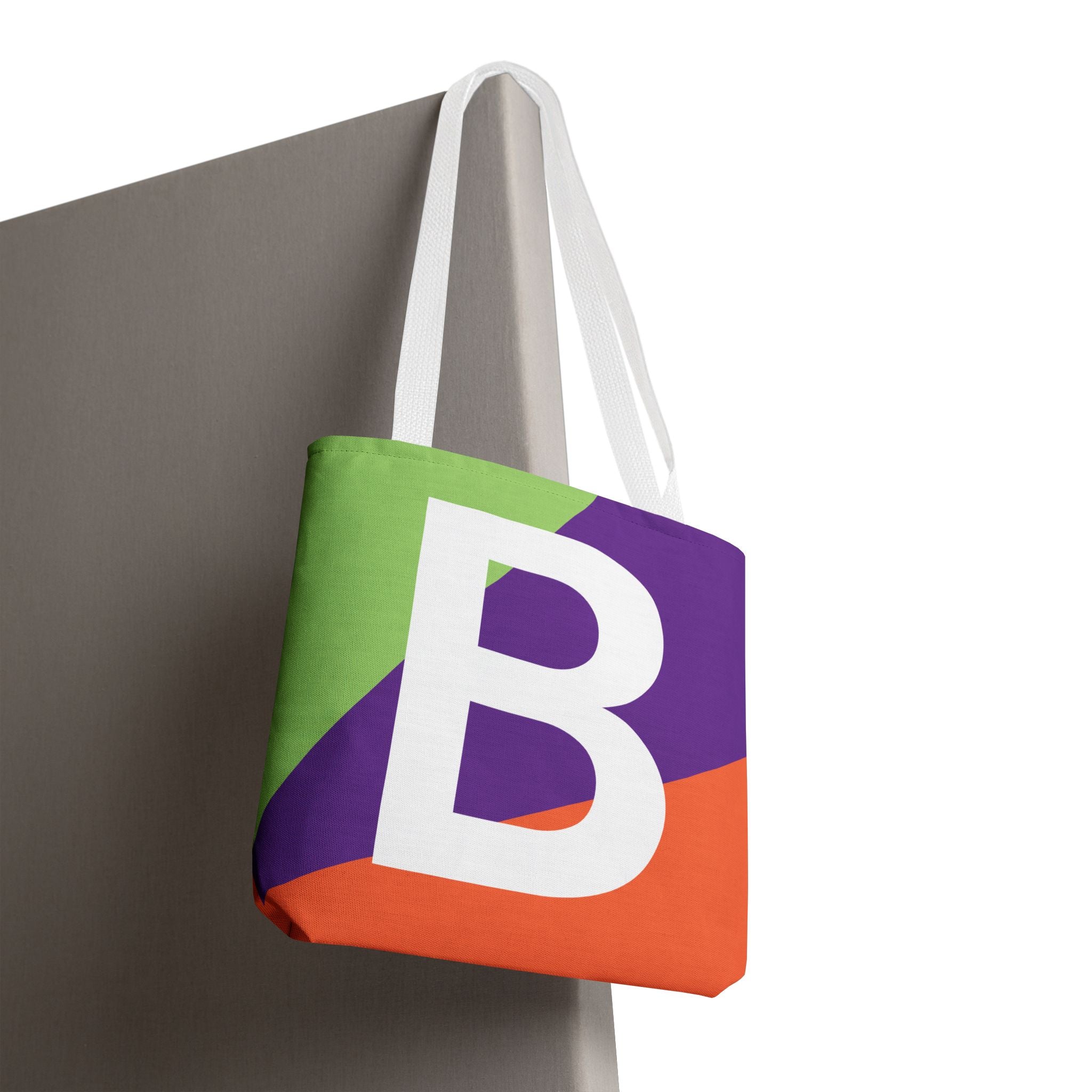 Monogram 'B' Colorblock Tote Bag — Personalized Initial B Shoulder Tote