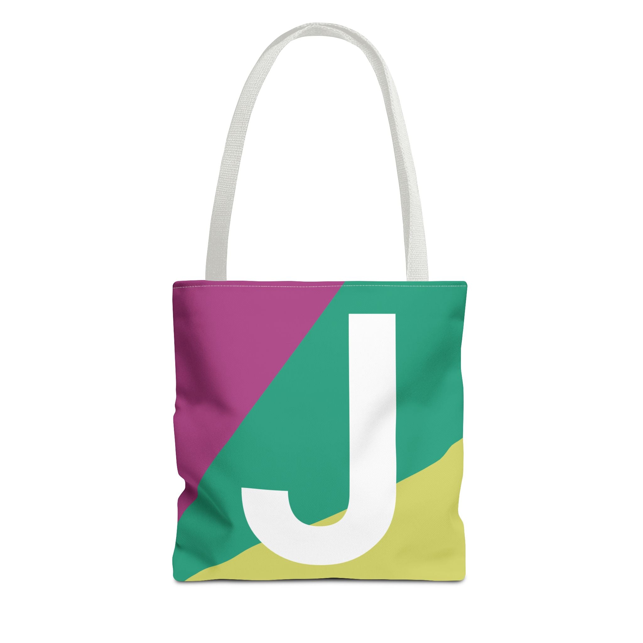 Monogram 'J' Colorblock Tote Bag — Personalized Initial J Shoulder Tote