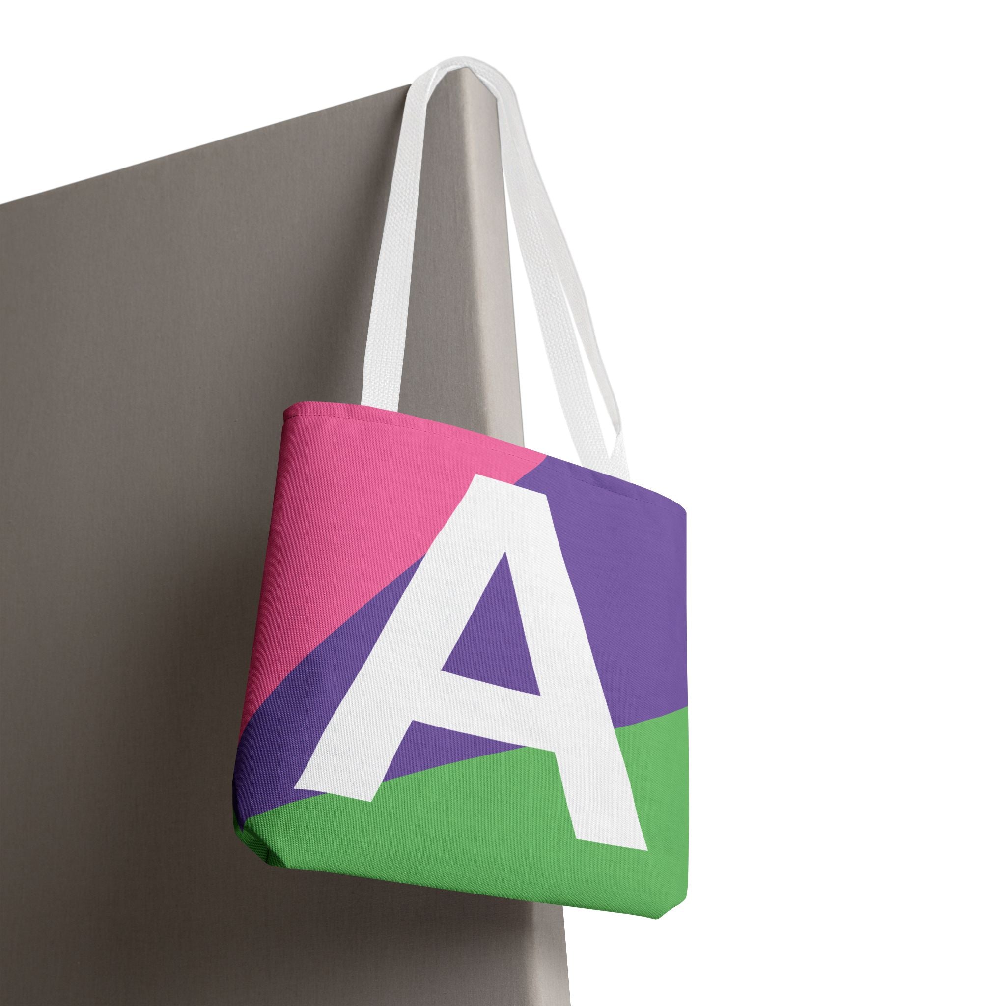 Monogram 'A' Colorblock Tote Bag — Personalized Initial A Shoulder Tote