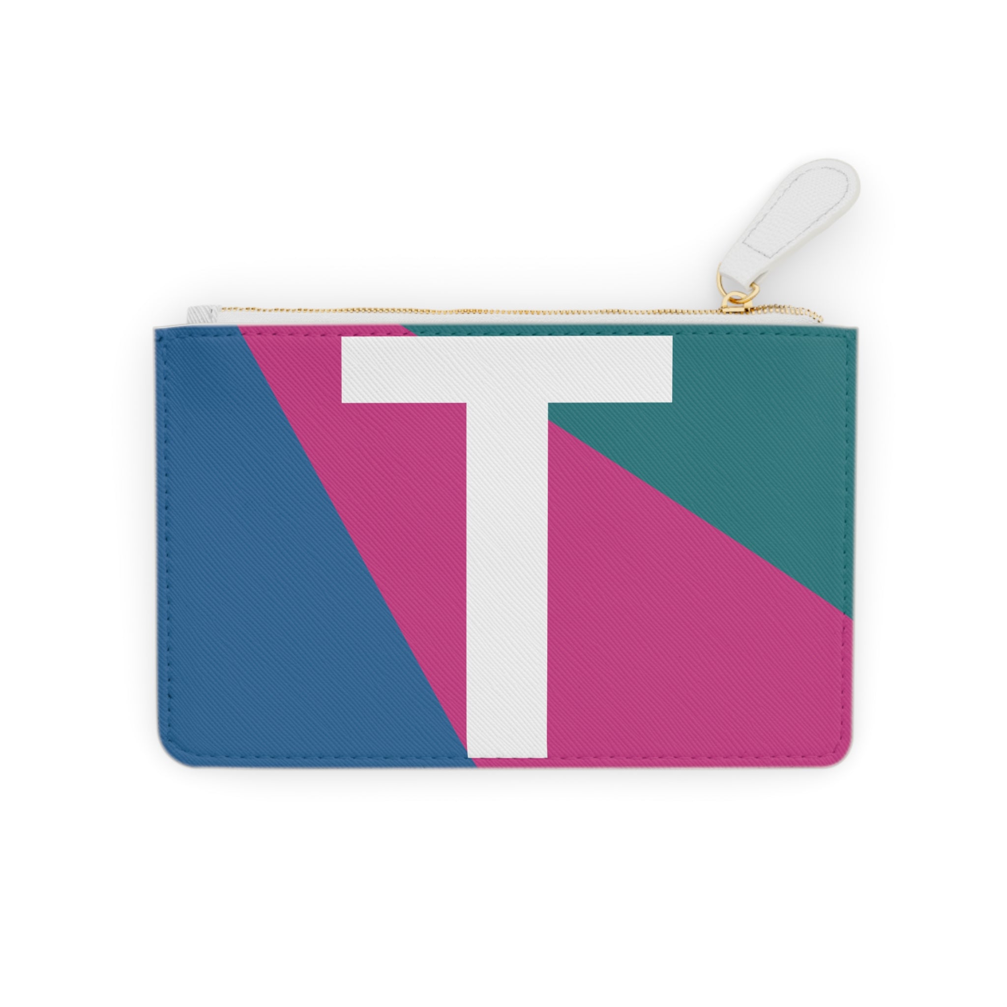 Initial T Mini Clutch — Colorblock Monogram Wristlet Wallet