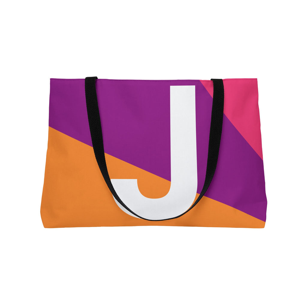 Personalized 'J' Colorblock Tote Bag — Monogram Weekender Tote