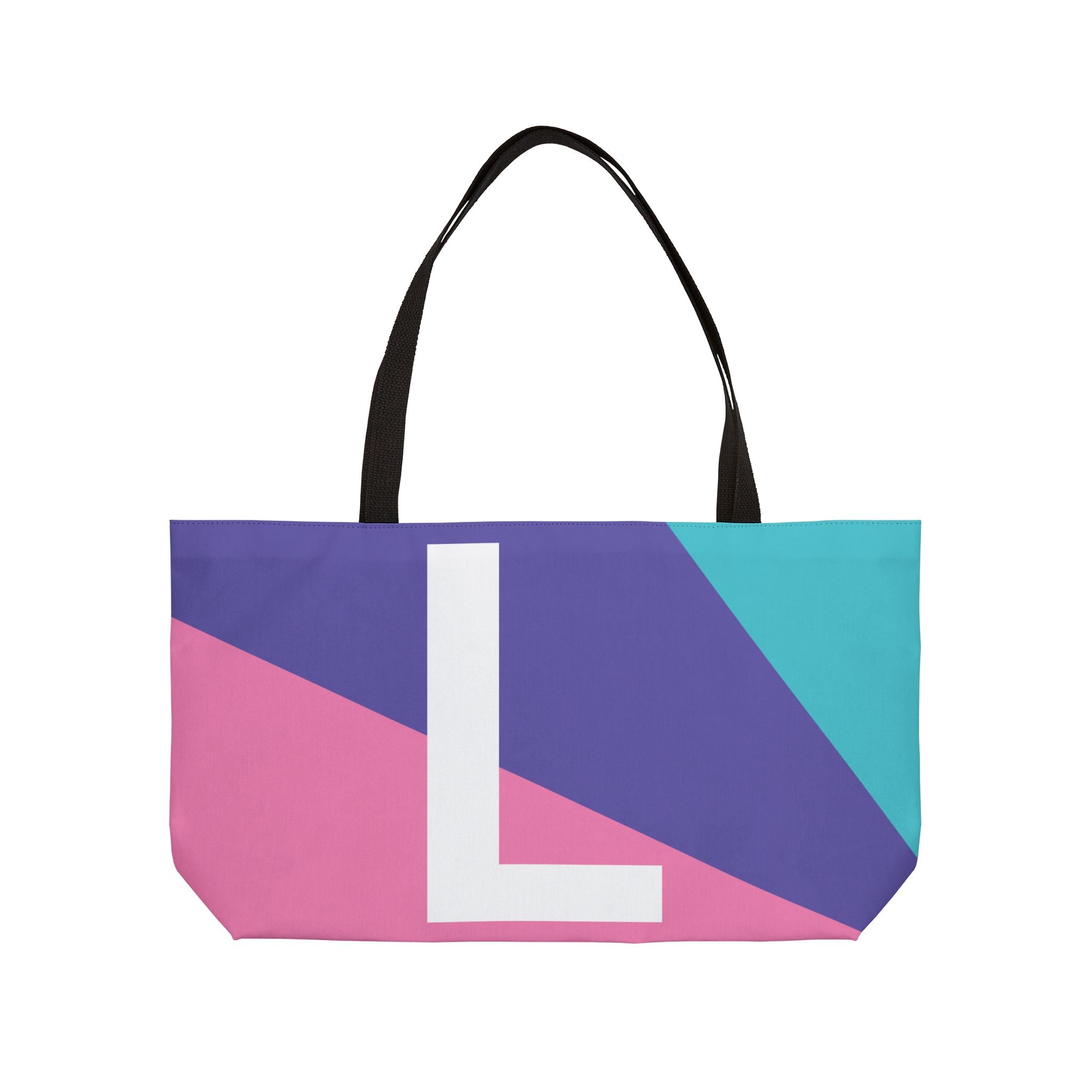 Personalized 'L' Colorblock Tote Bag — Monogram Weekender Tote