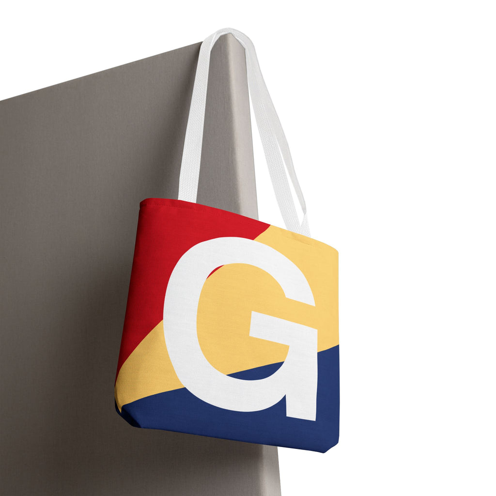 Monogram 'G' Colorblock Tote Bag — Personalized Initial G Shoulder Tote