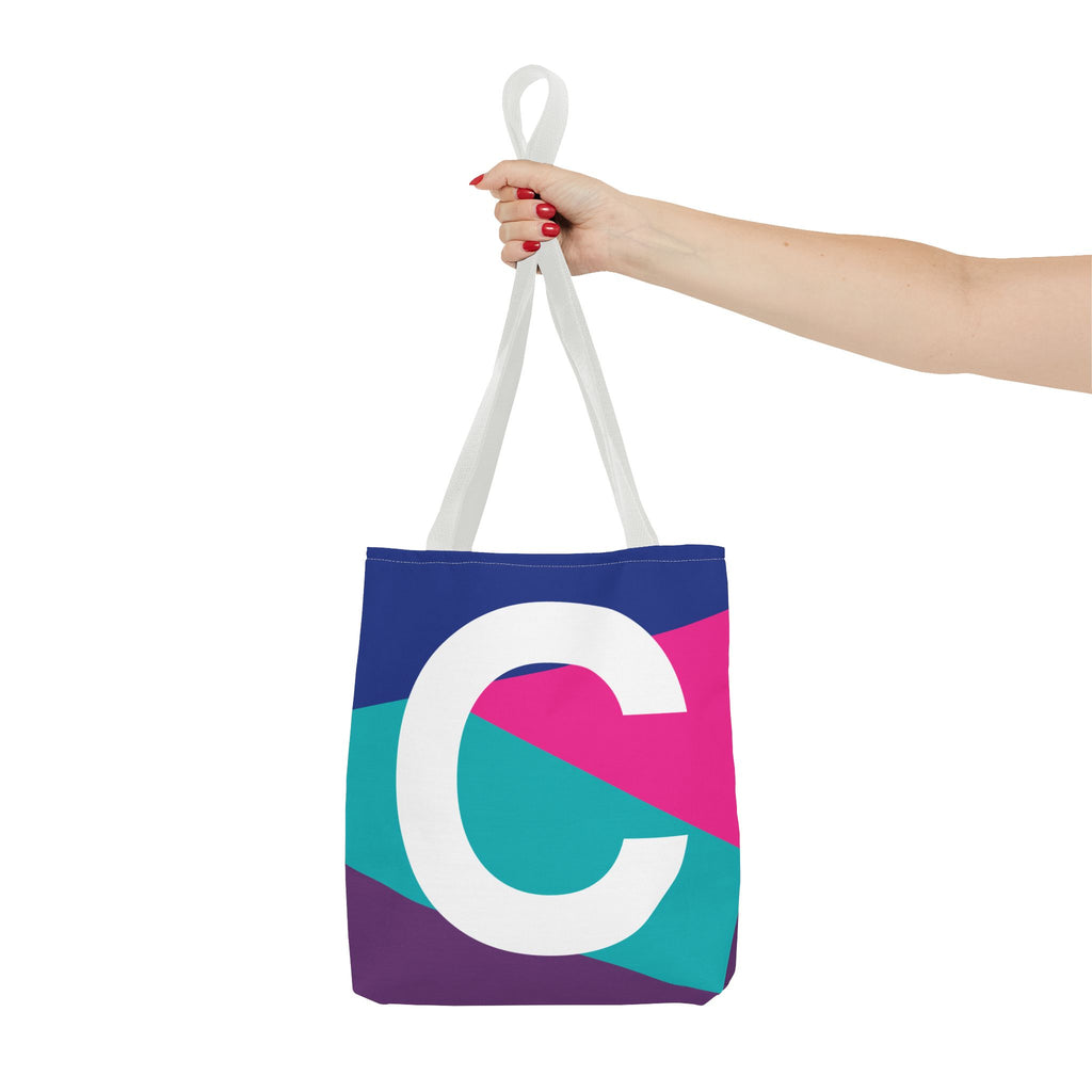 Monogram 'C' Colorblock Tote Bag — Personalized Initial C Shoulder Tote