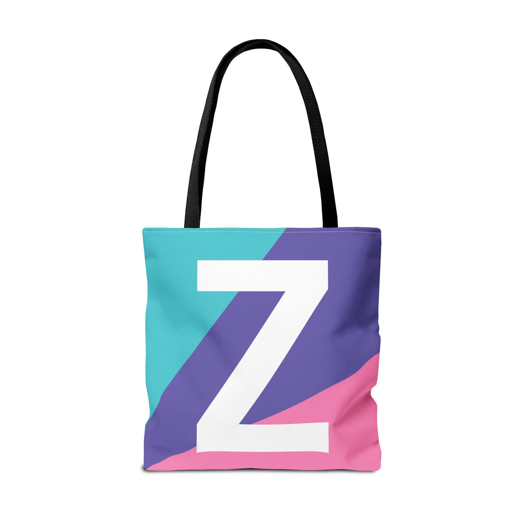 Monogram 'Z' Colorblock Tote Bag — Personalized Initial Z Shoulder Tote