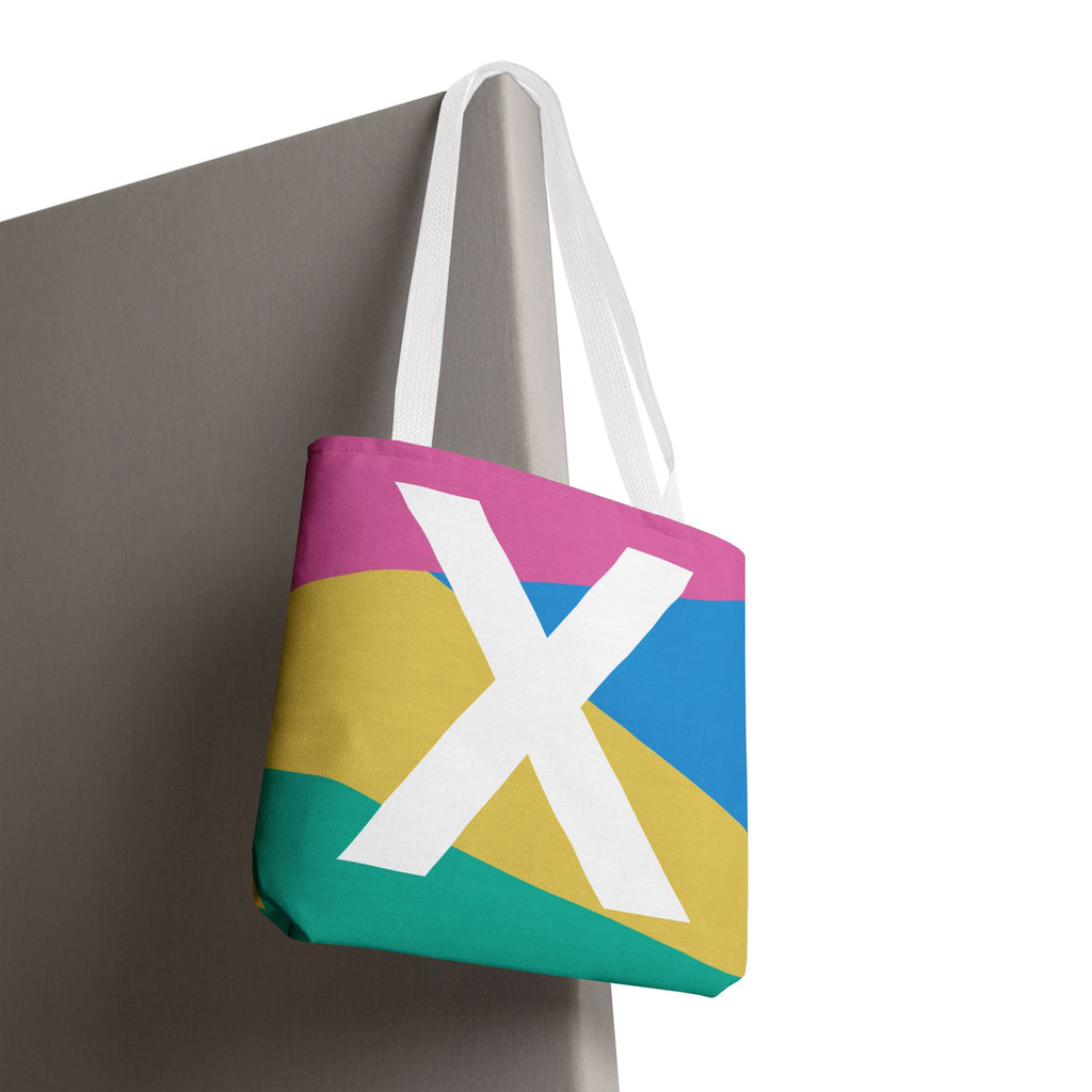 Monogram 'X' Colorblock Tote Bag — Personalized Initial X Shoulder Tote