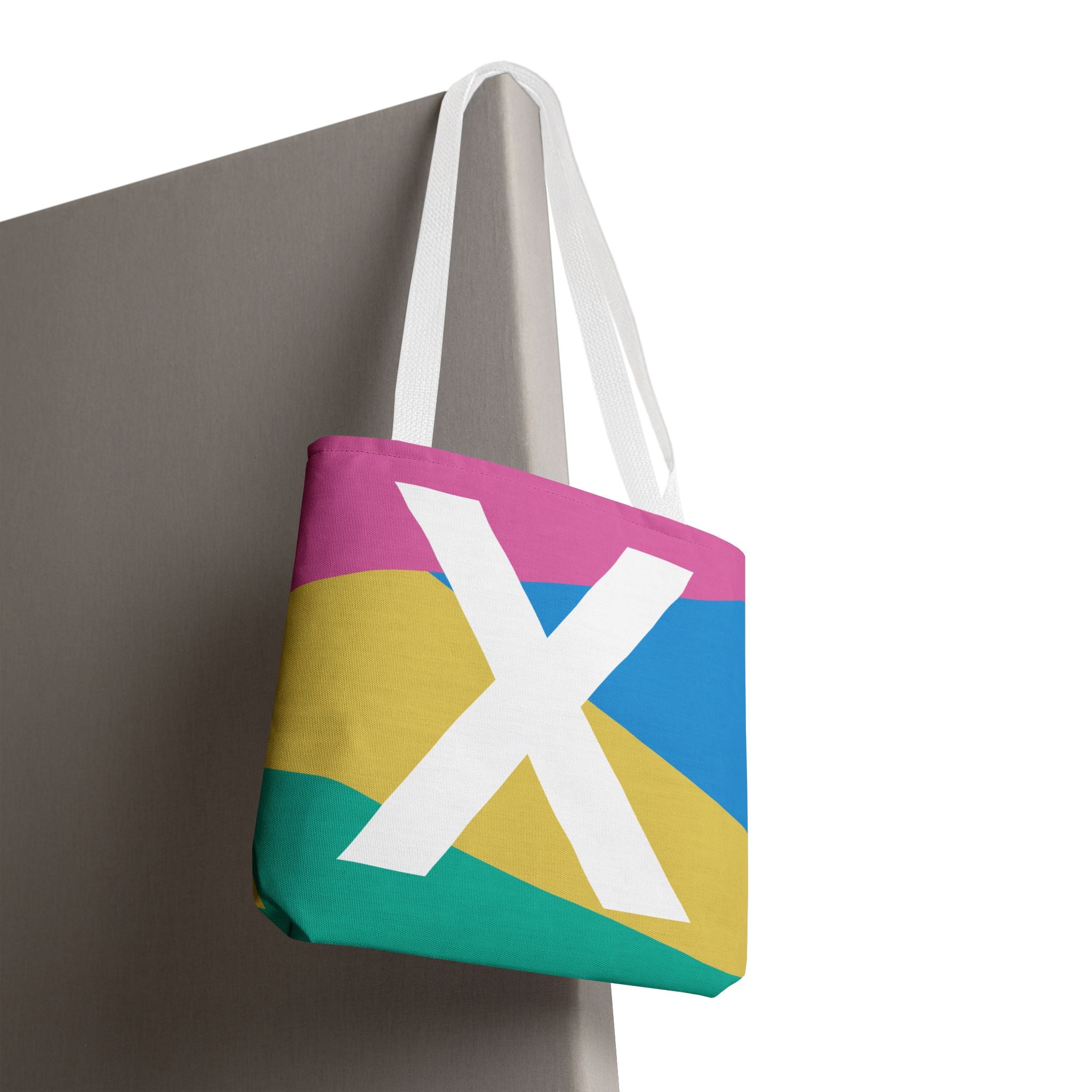 Monogram 'X' Colorblock Tote Bag — Personalized Initial X Shoulder Tote