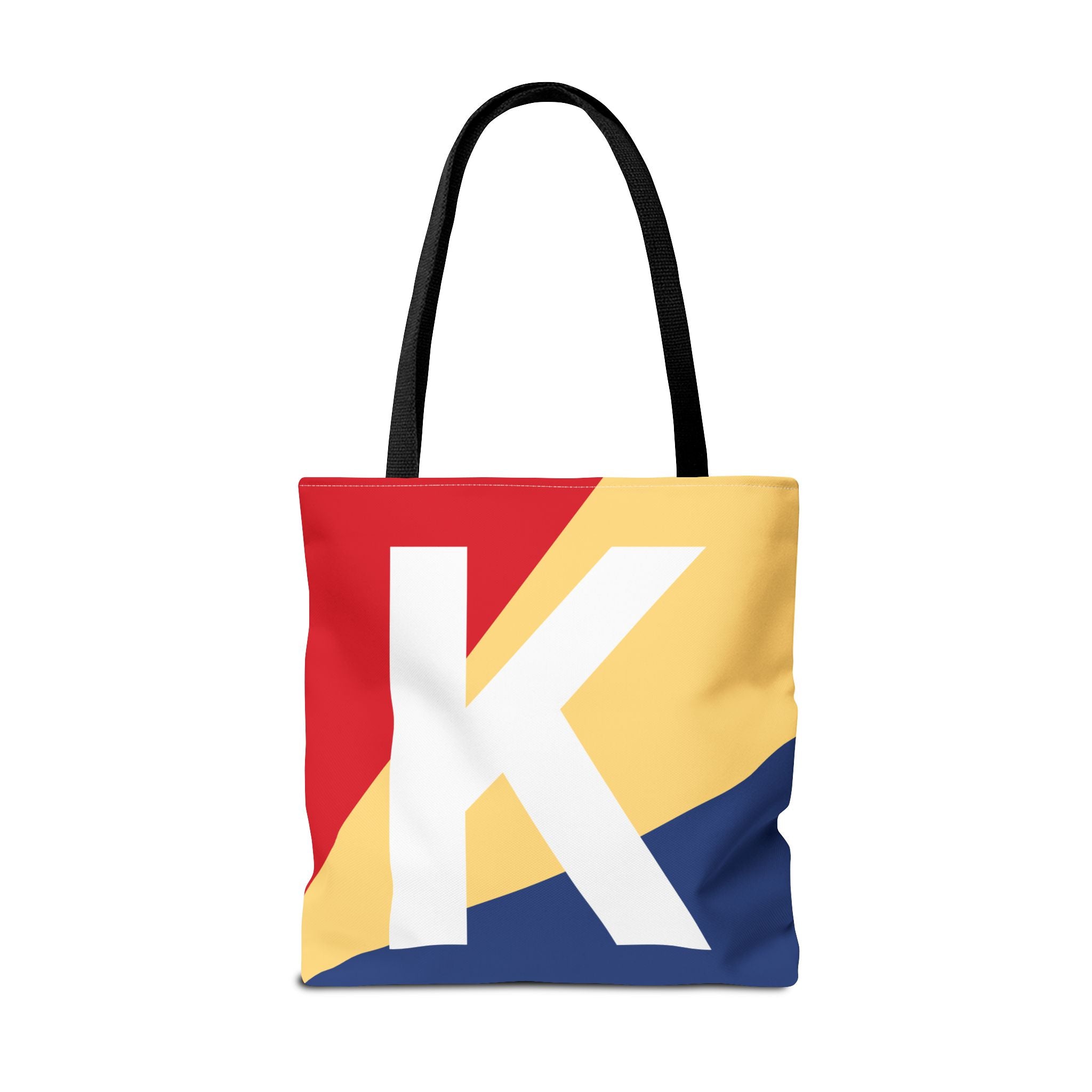 Monogram 'K' Colorblock Tote Bag — Personalized Initial K Shoulder Tote