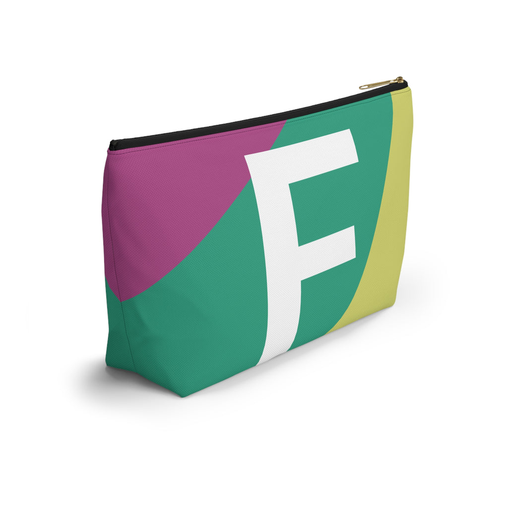 Initials Colorblock Accessory Pouch — Monogram F T-Bottom Cosmetic Bag
