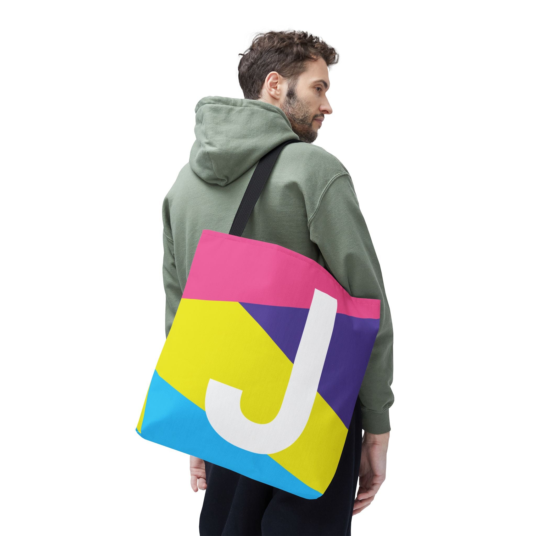 Monogram 'J' Colorblock Tote Bag — Personalized Initial J Shoulder Tote