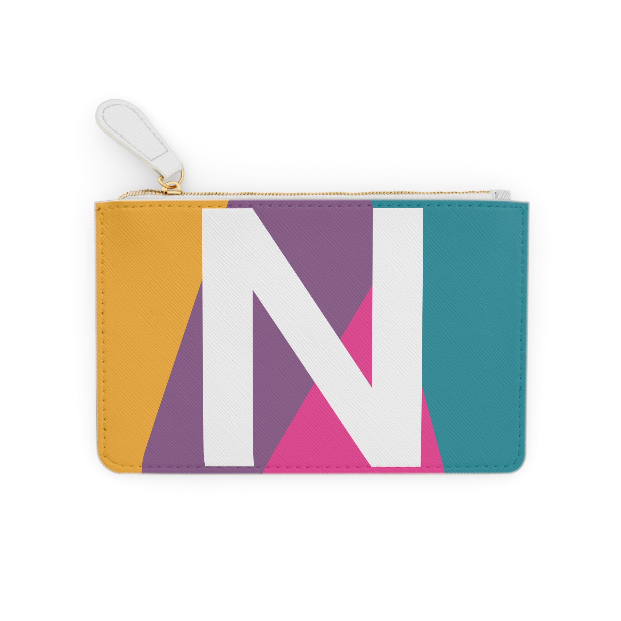 Initial N Mini Clutch — Colorblock Monogram Wristlet Wallet