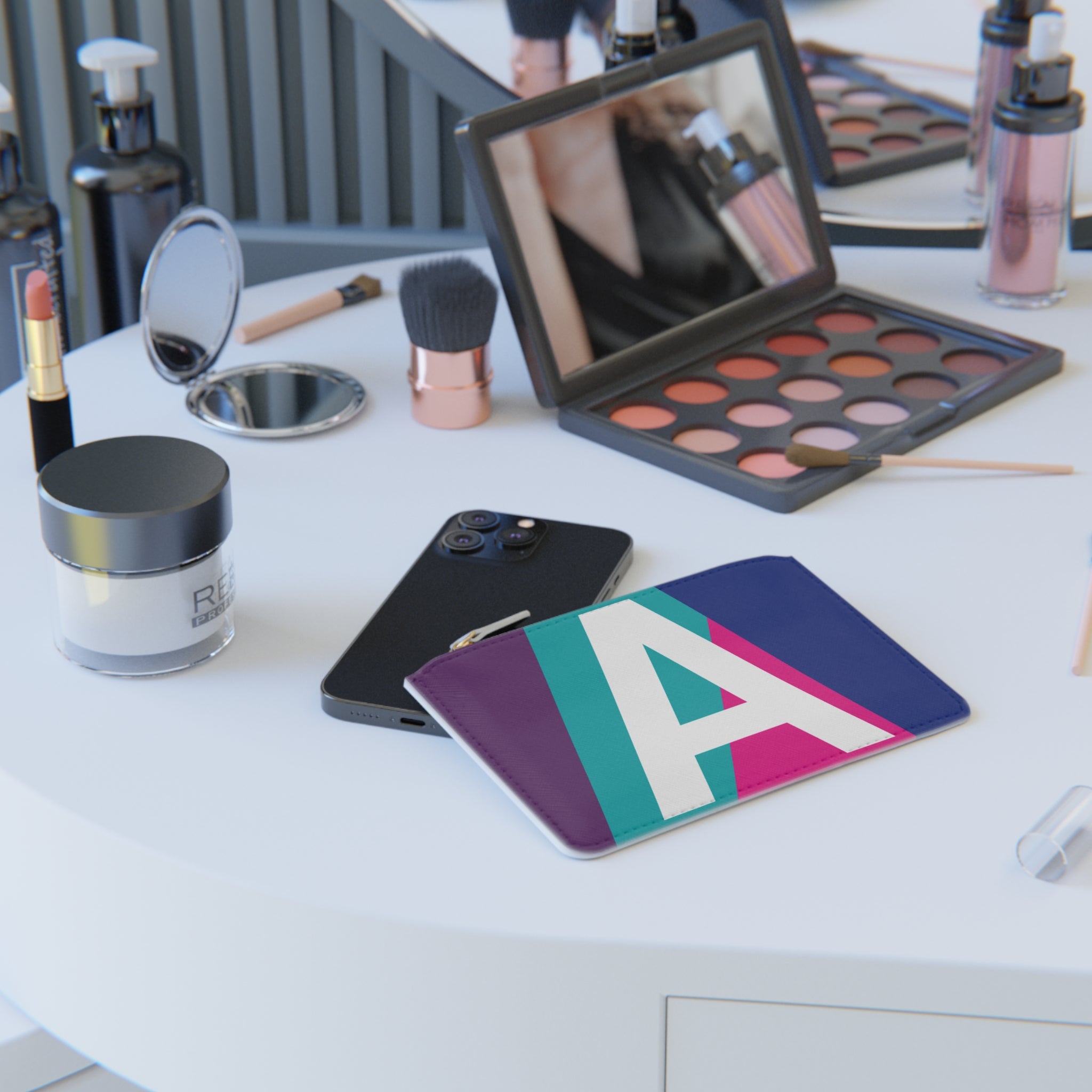 Initial A Mini Clutch — Colorblock Monogram Wristlet Wallet