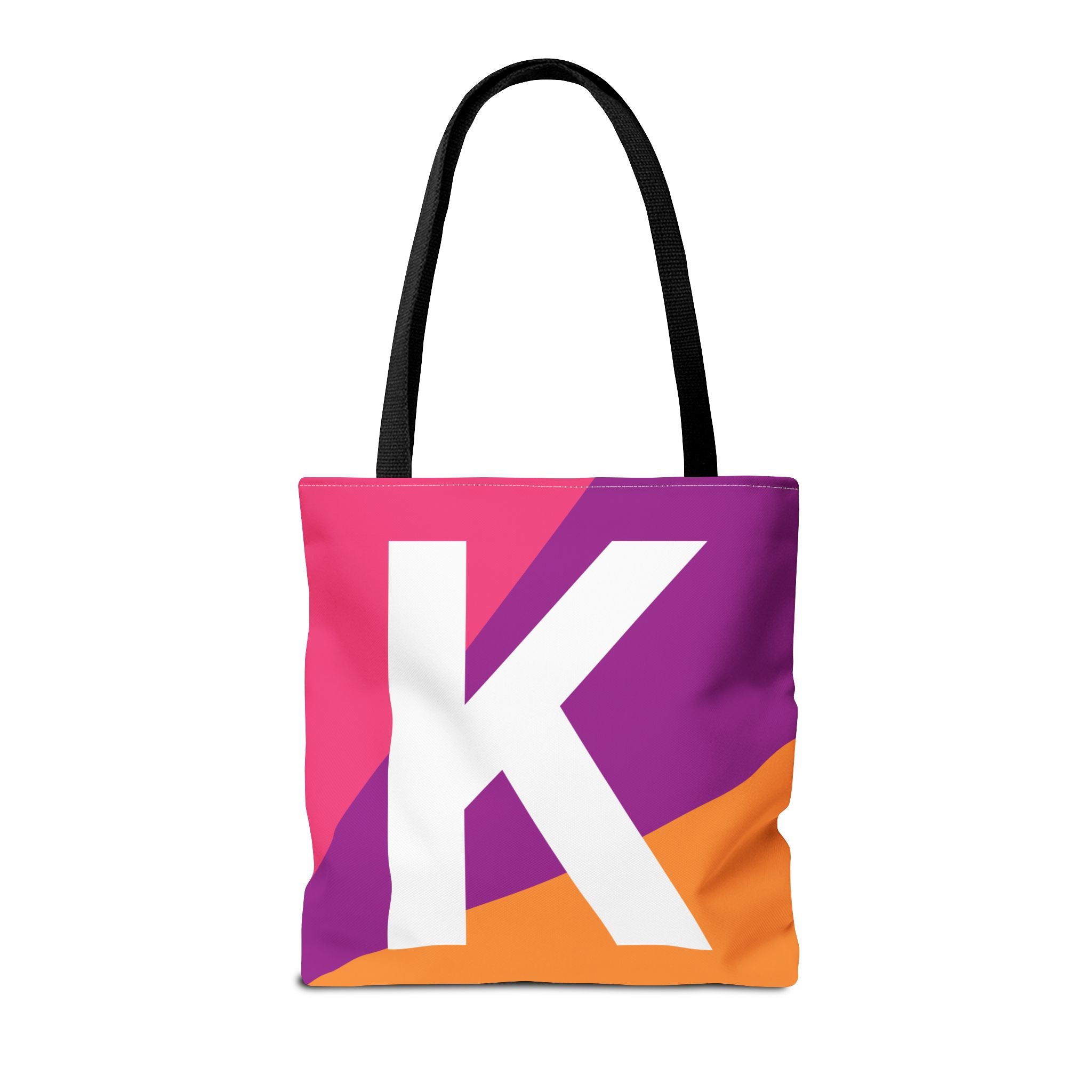 Monogram 'K' Colorblock Tote Bag — Personalized Initial K Shoulder Tote