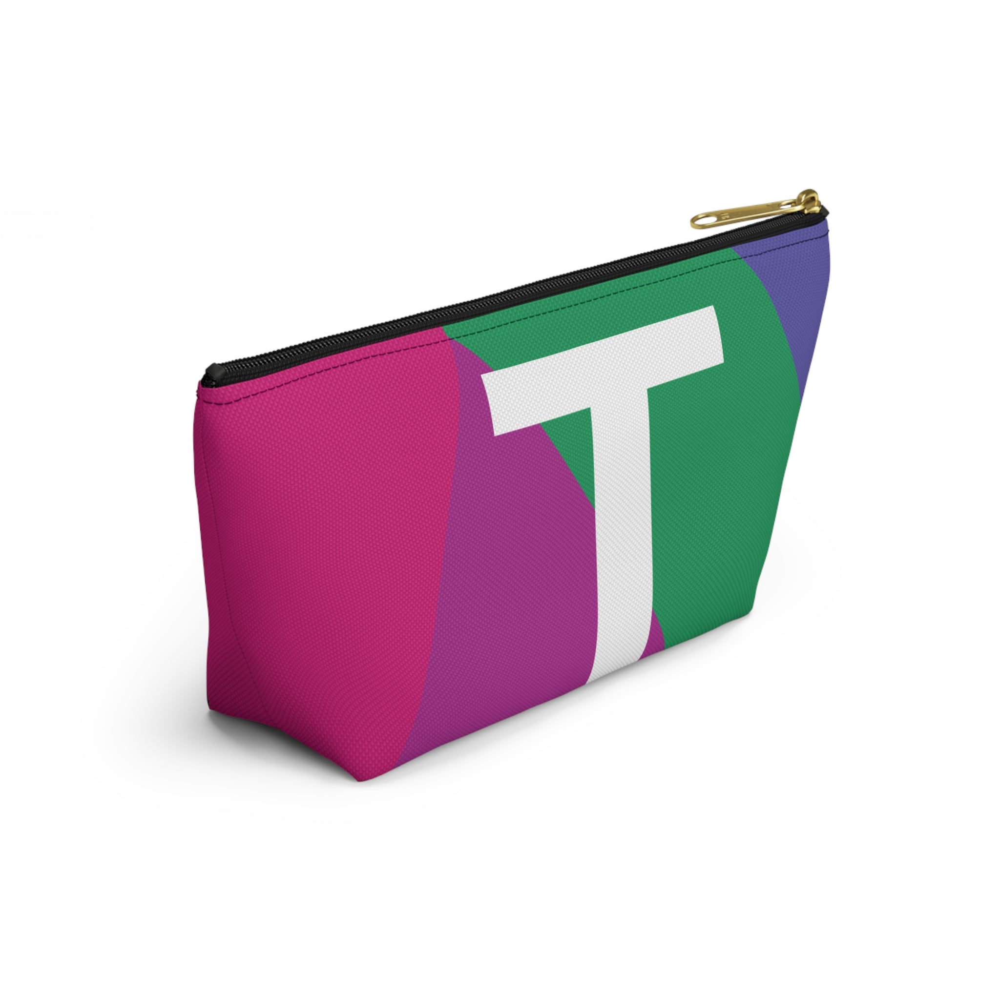 Initials Colorblock Accessory Pouch — Monogram T T-Bottom Cosmetic Bag