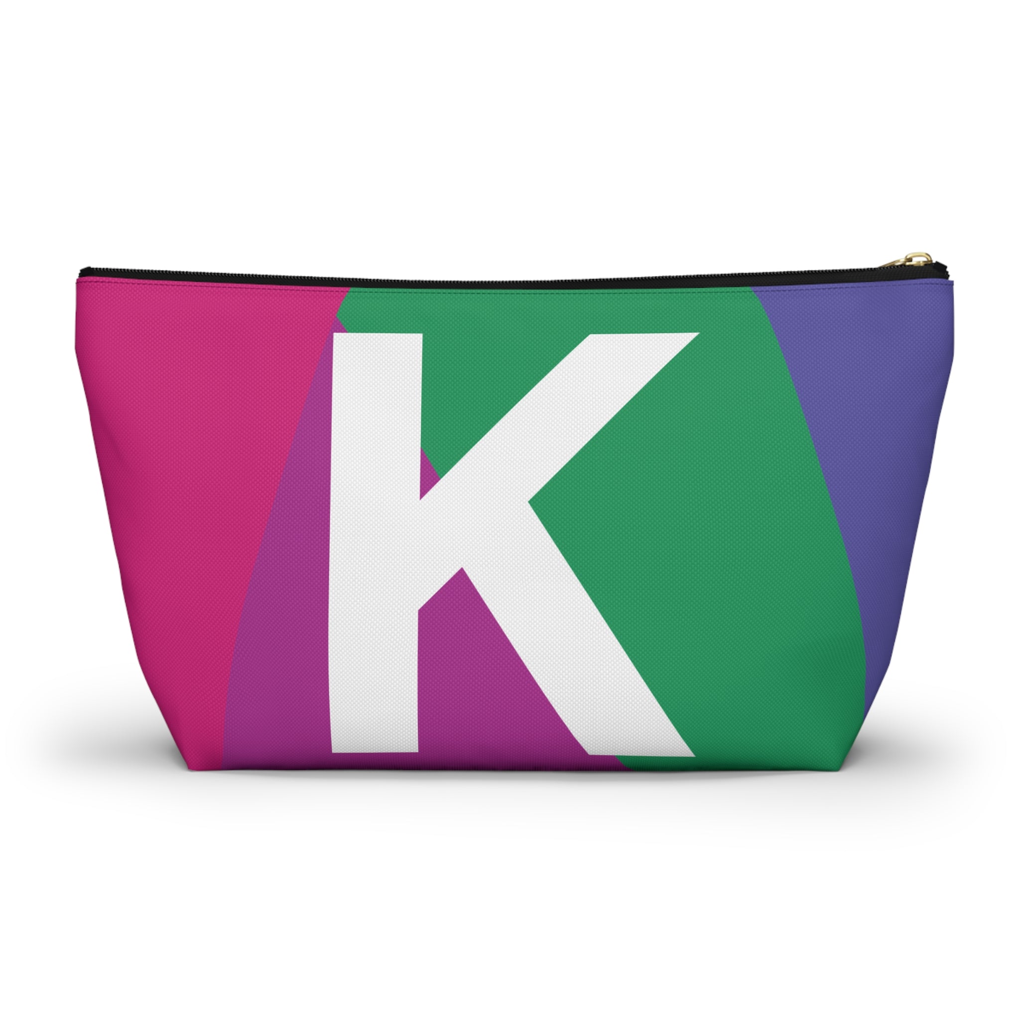 Initials Colorblock Accessory Pouch — Monogram K T-Bottom Cosmetic Bag