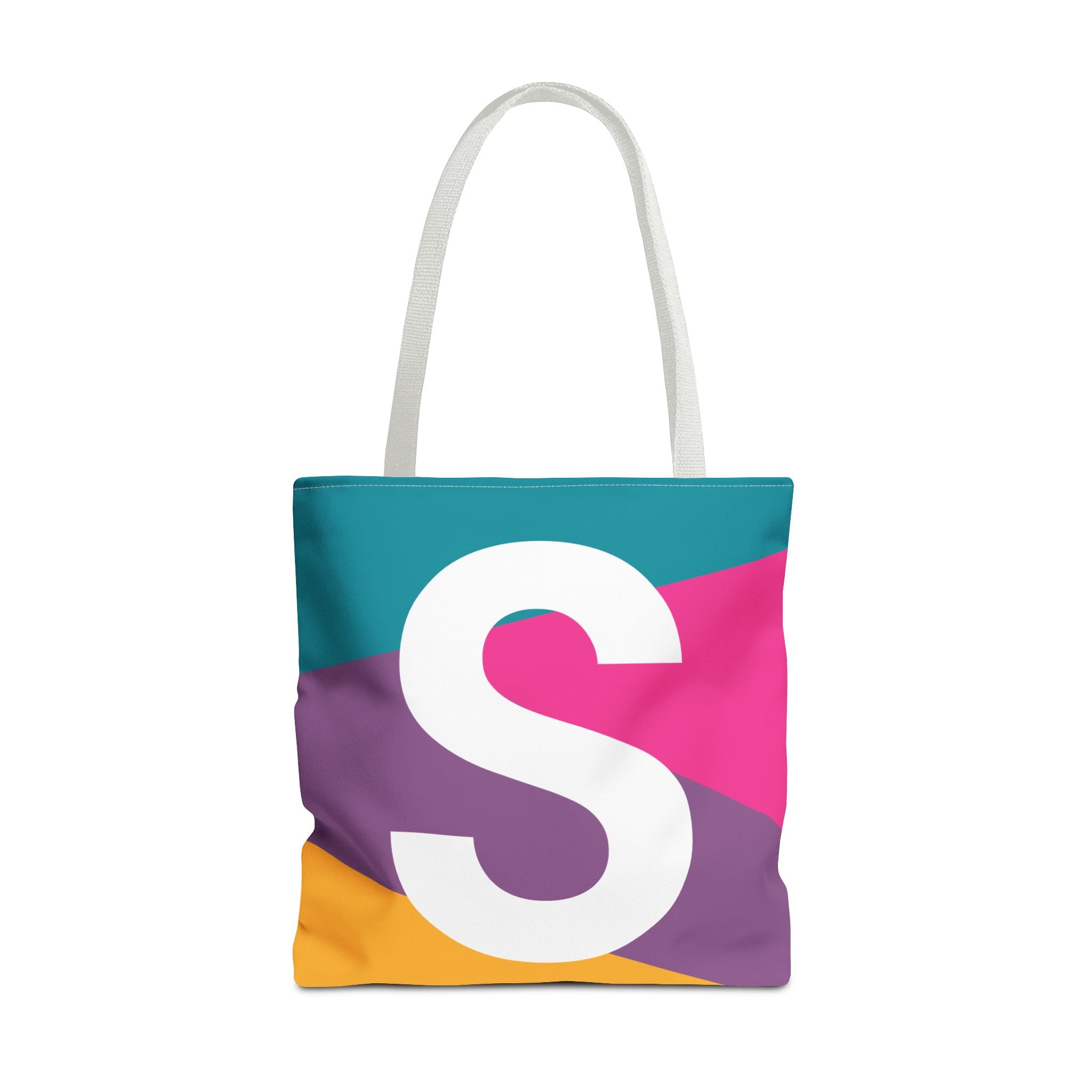 Monogram 'S' Colorblock Tote Bag — Personalized Initial S Shoulder Tote