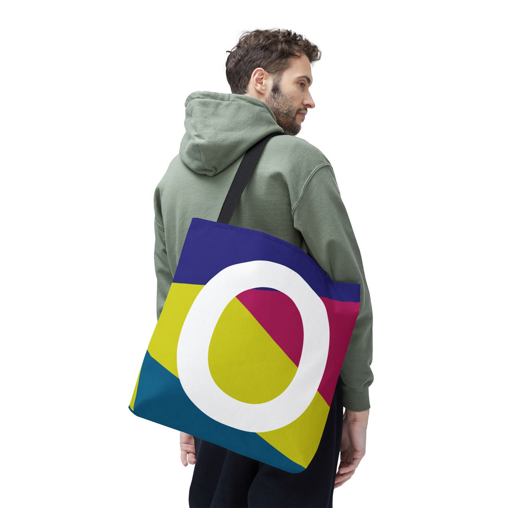 Monogram 'O' Colorblock Tote Bag — Personalized Initial O Shoulder Tote