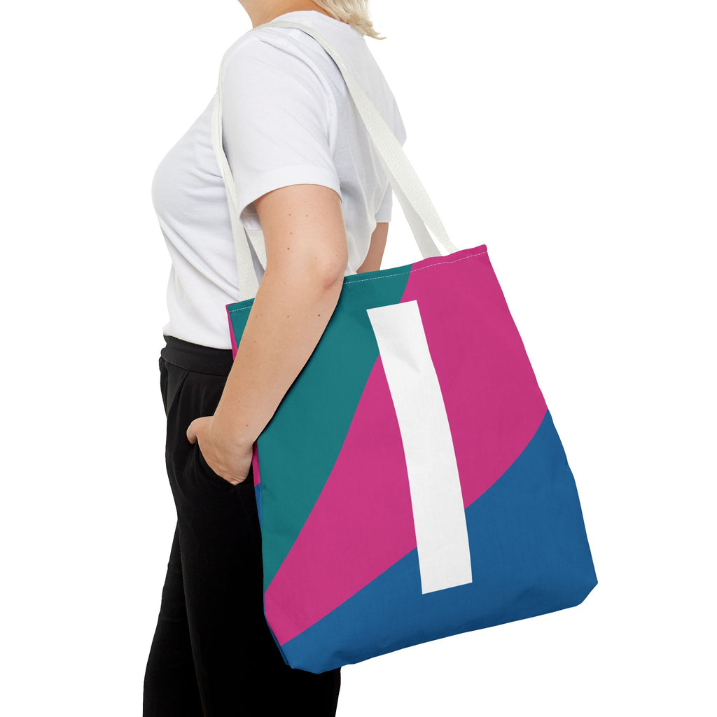 Monogram 'I' Colorblock Tote Bag — Personalized Initial I Shoulder Tote