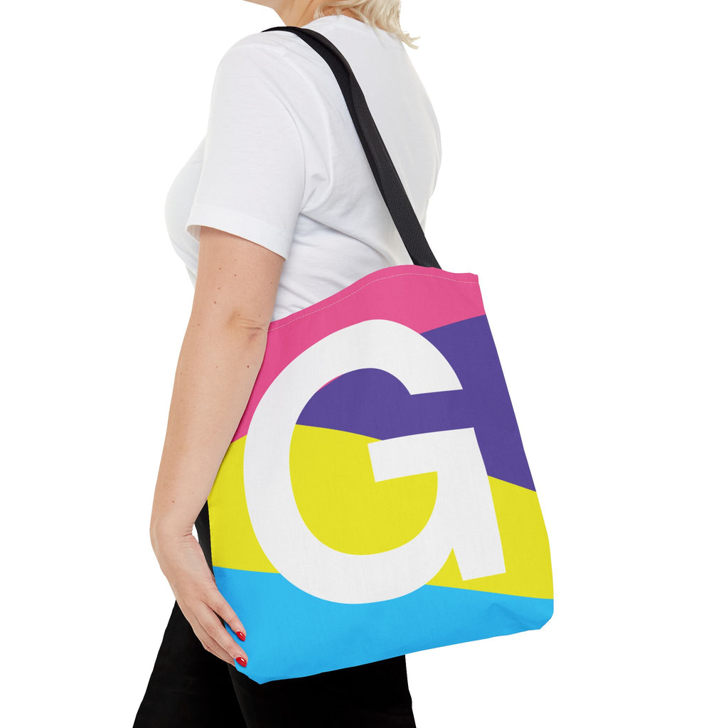 Monogram 'G' Colorblock Tote Bag — Personalized Initial G Shoulder Tote