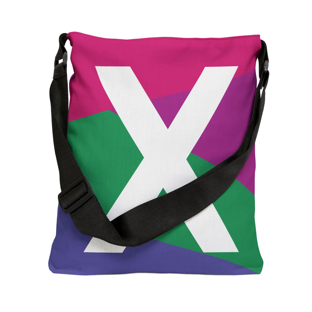 Initial Letter 'X' Colorblock Adjustable Tote Bag — Monogram Alphabet Shoulder Bag