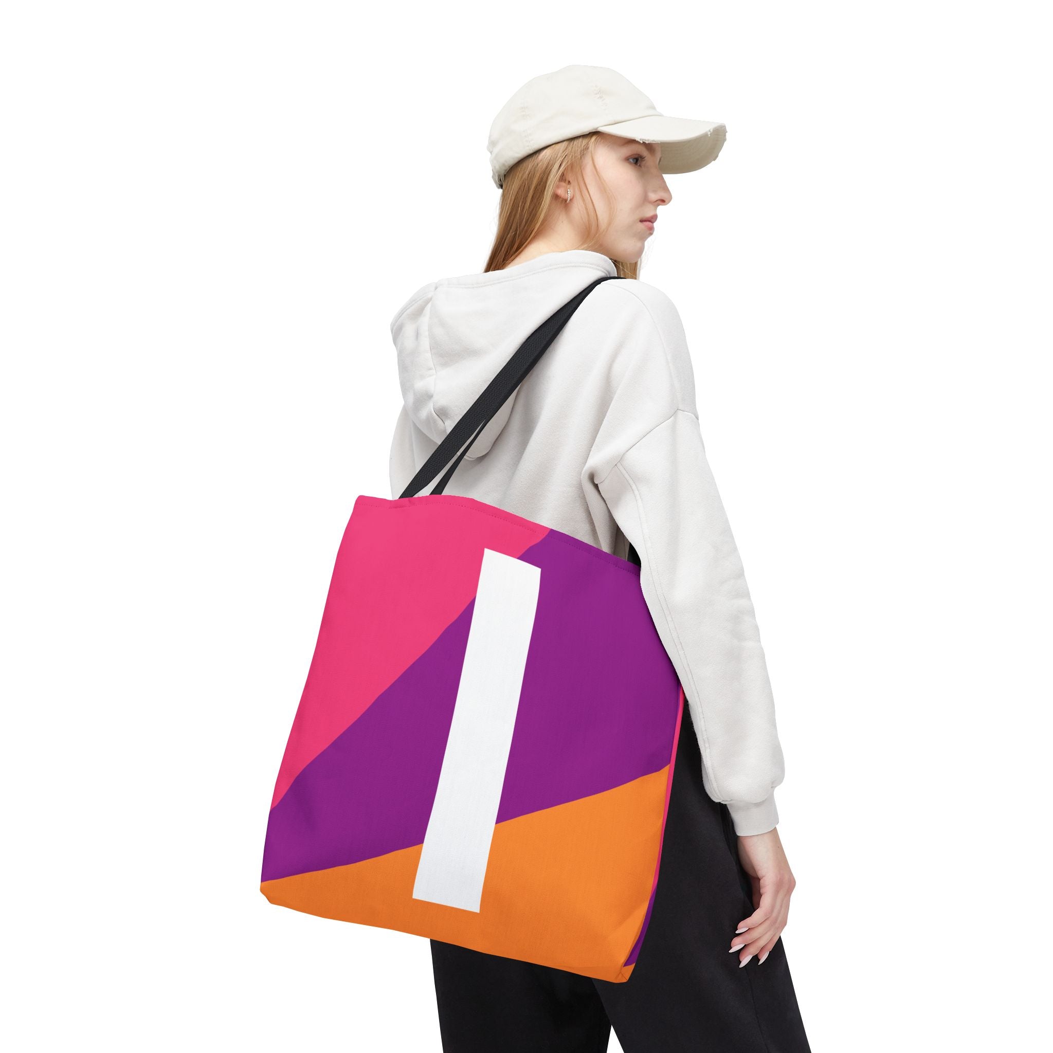 Monogram 'I' Colorblock Tote Bag — Personalized Initial I Shoulder Tote