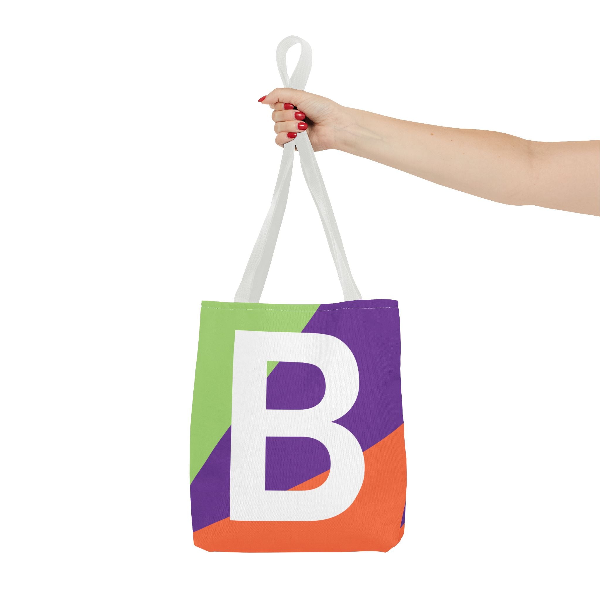 Monogram 'B' Colorblock Tote Bag — Personalized Initial B Shoulder Tote