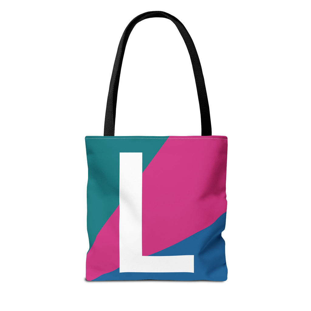 Monogram 'L' Colorblock Tote Bag — Personalized Initial L Shoulder Tote
