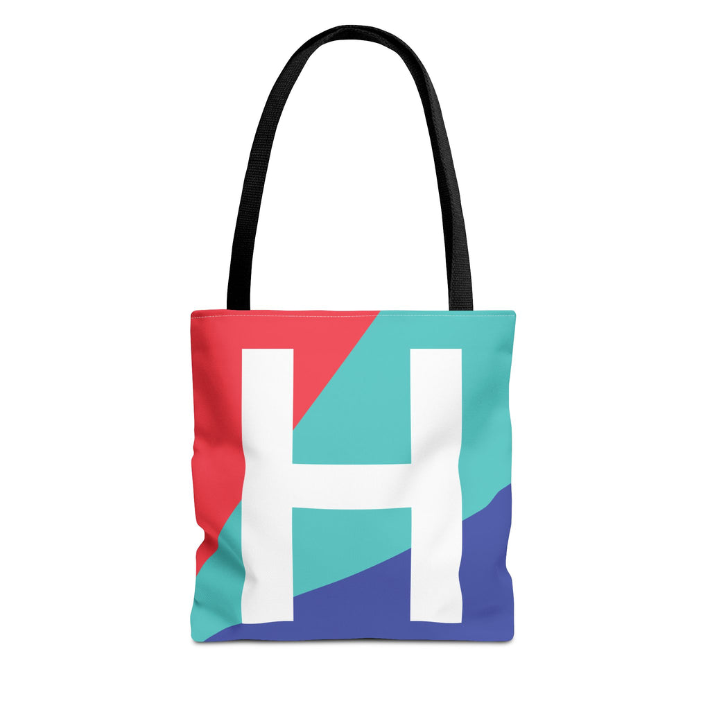 Monogram 'H' Colorblock Tote Bag — Personalized Initial H Shoulder Tote