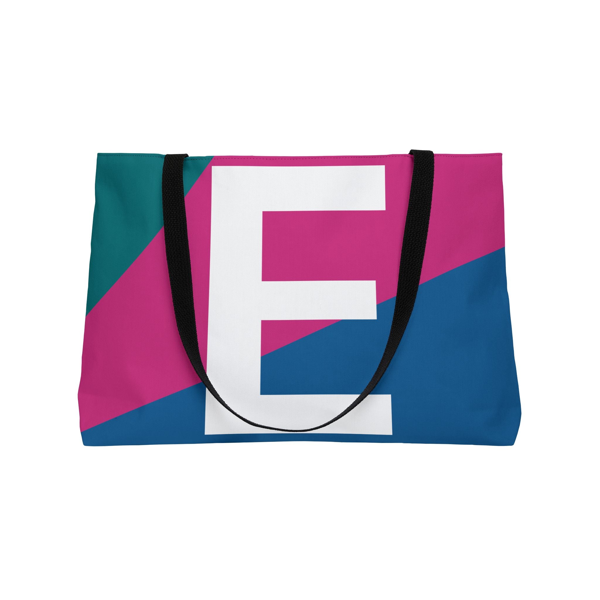 Personalized 'E' Colorblock Tote Bag — Monogram Weekender Tote