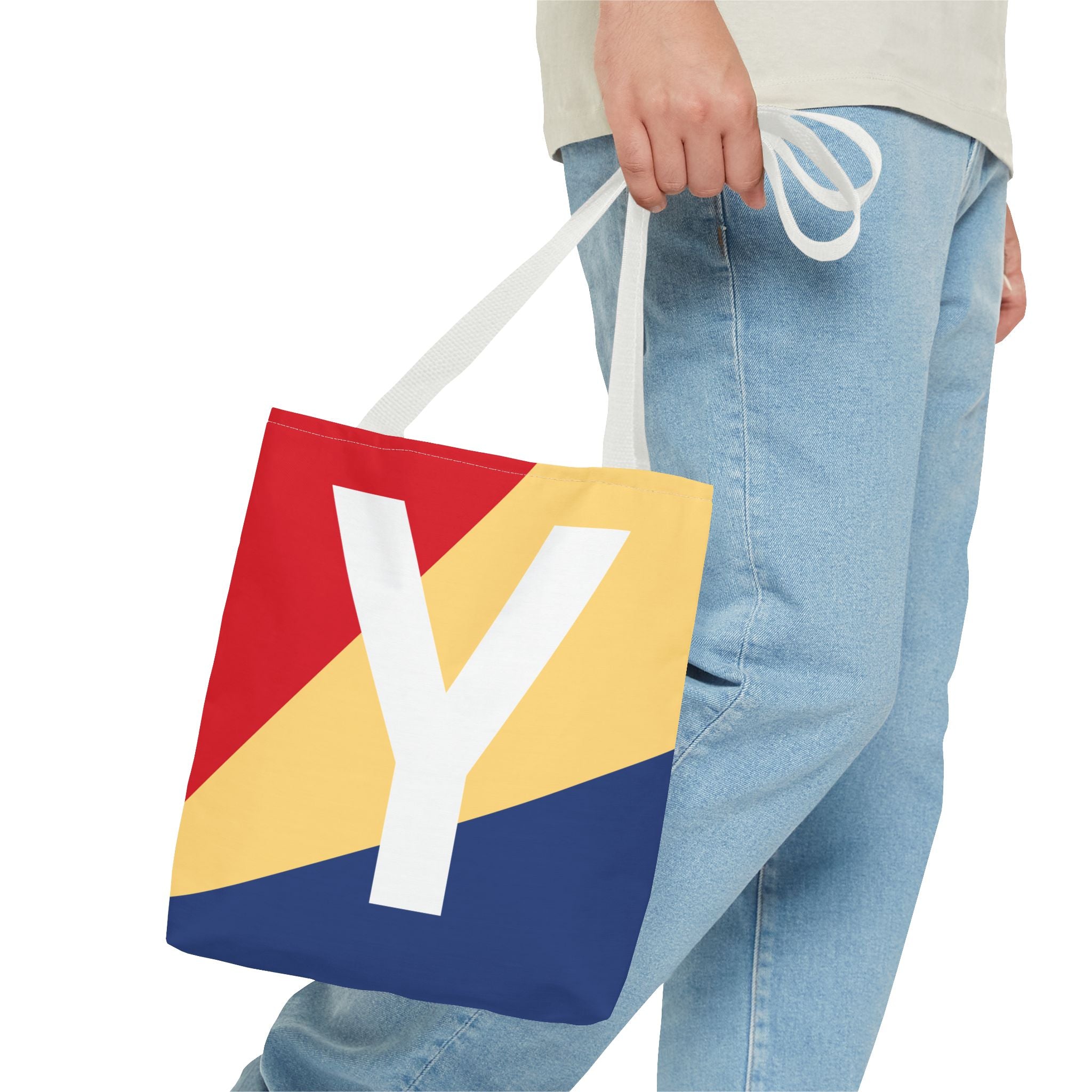 Monogram 'Y' Colorblock Tote Bag — Personalized Initial Y Shoulder Tote