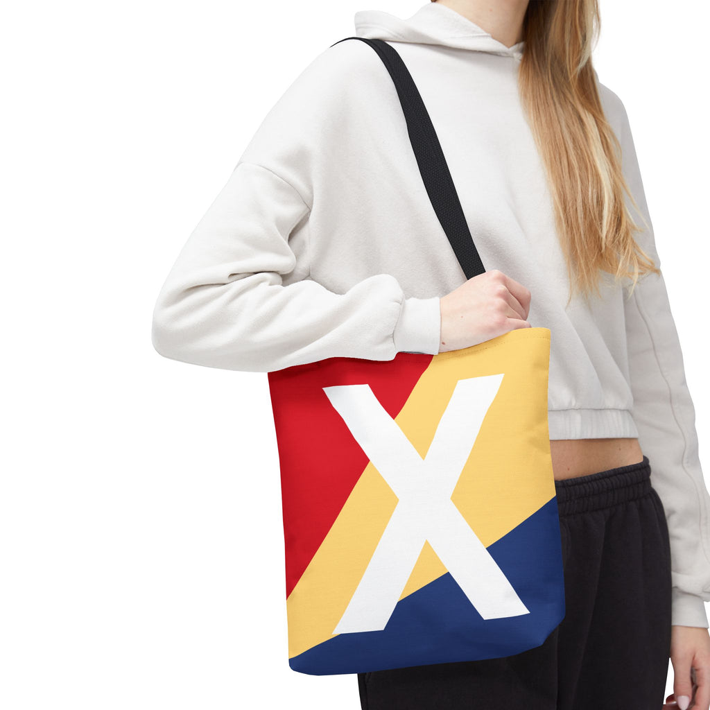 Monogram 'X' Colorblock Tote Bag — Personalized Initial X Shoulder Tote
