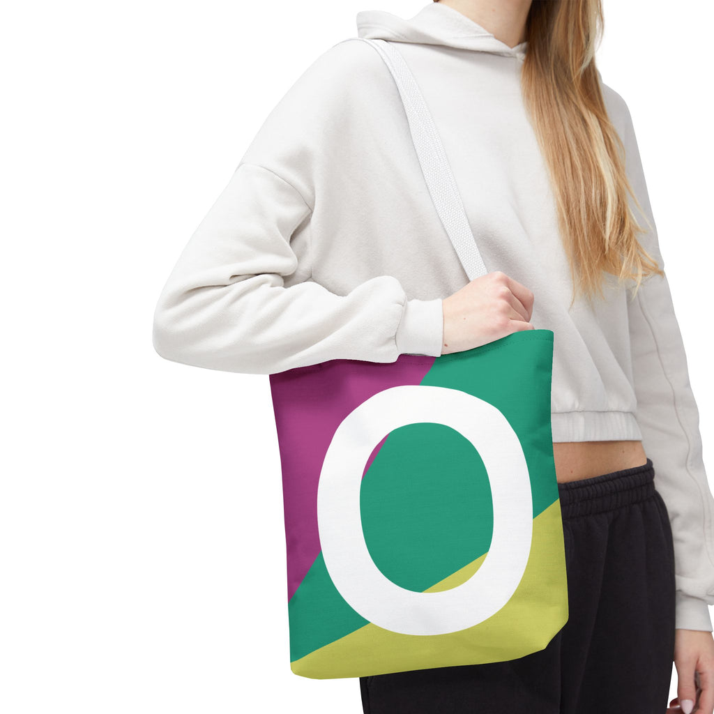 Monogram 'O' Colorblock Tote Bag — Personalized Initial O Shoulder Tote