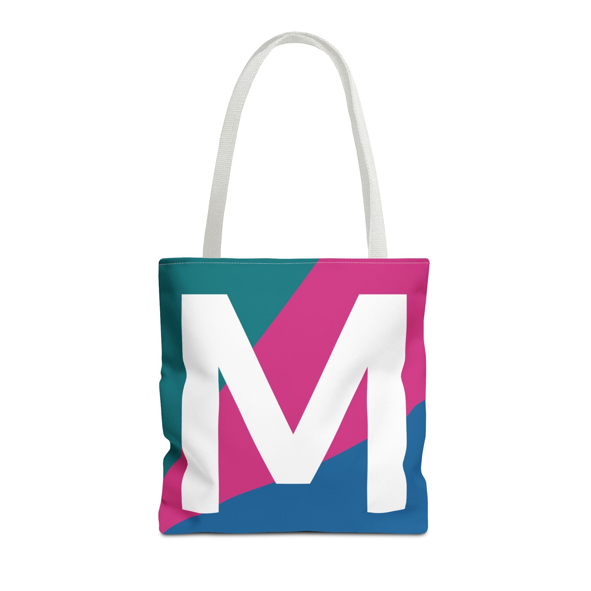 Monogram 'M' Colorblock Tote Bag — Personalized Initial M Shoulder Tote