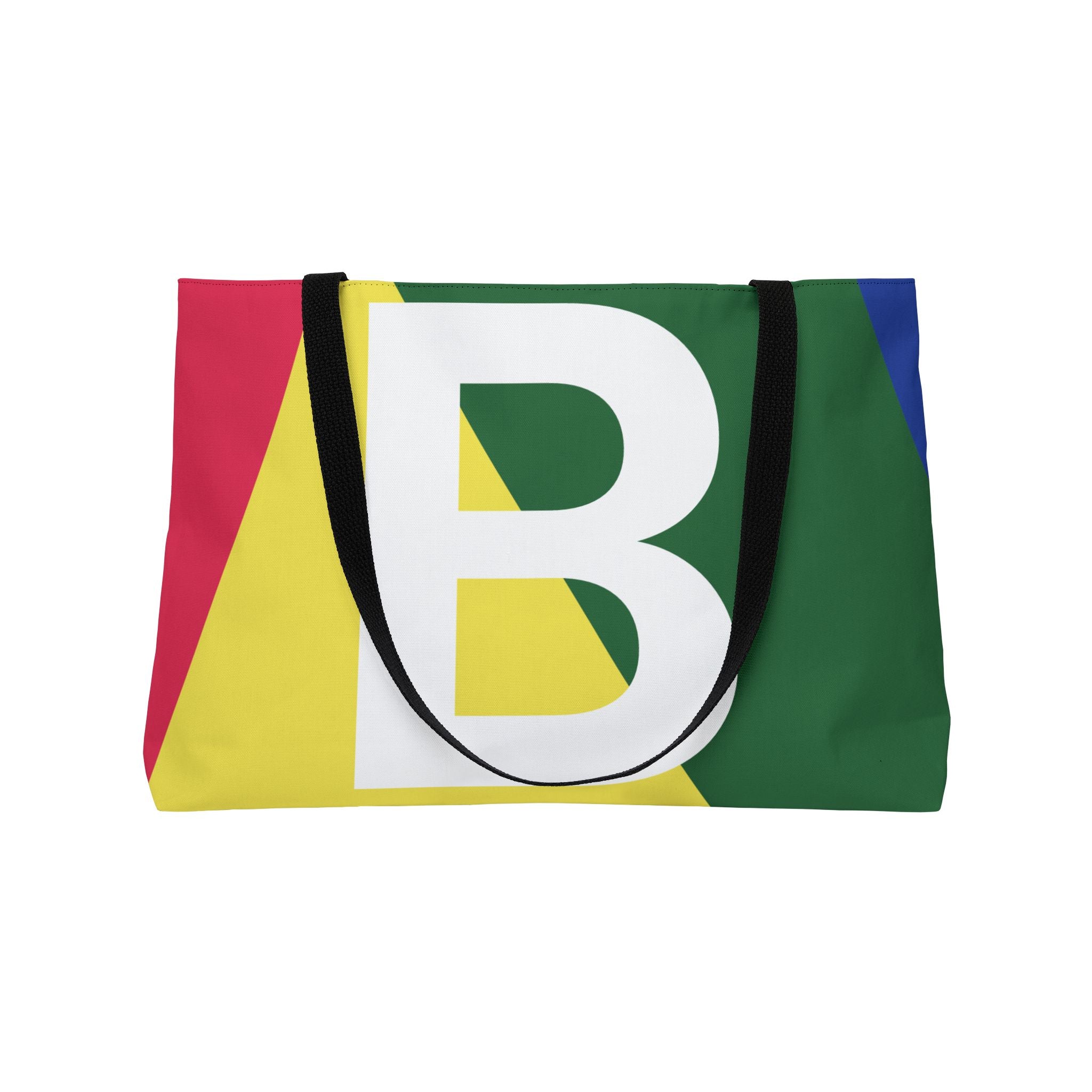 Personalized 'B' Colorblock Tote Bag — Monogram Weekender Tote