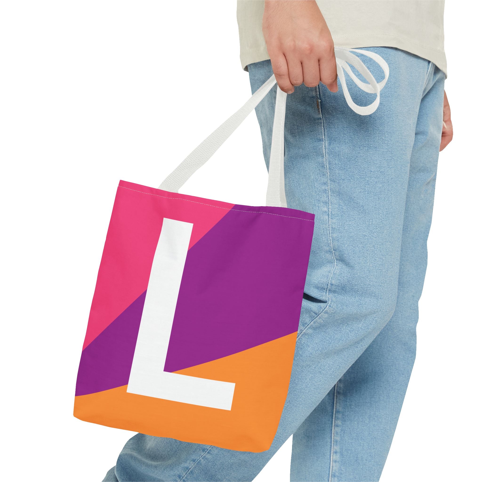 Monogram 'L' Colorblock Tote Bag — Personalized Initial L Shoulder Tote