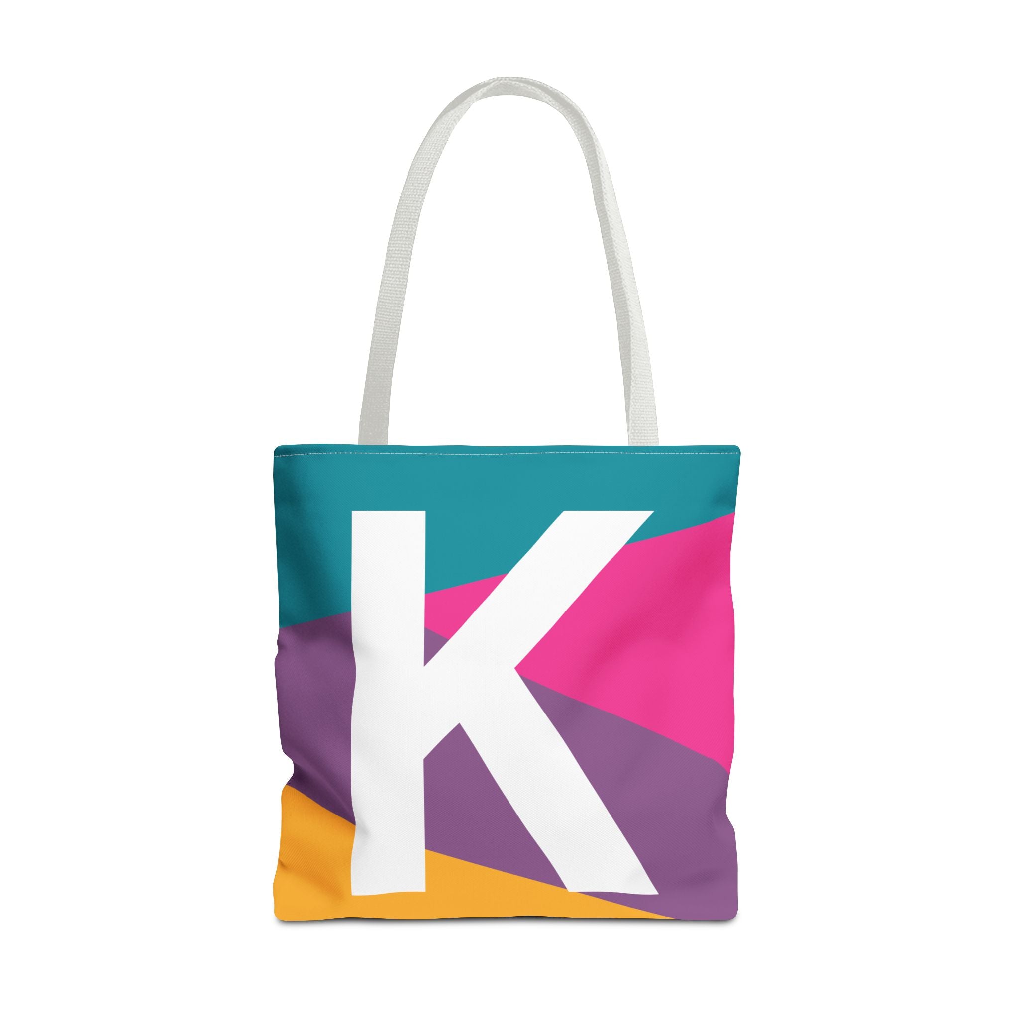 Monogram 'K' Colorblock Tote Bag — Personalized Initial K Shoulder Tote