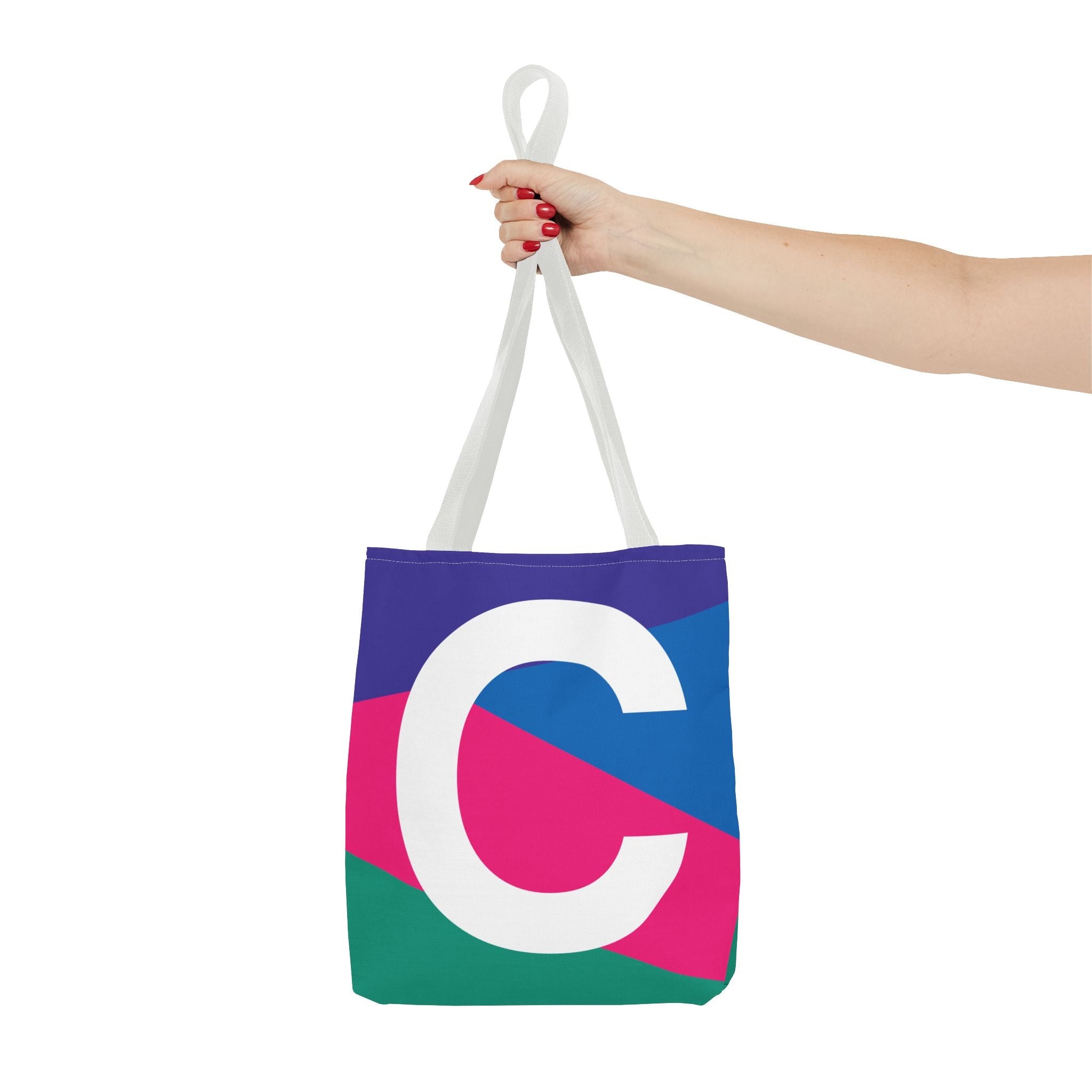 Monogram 'C' Colorblock Tote Bag — Personalized Initial C Shoulder Tote