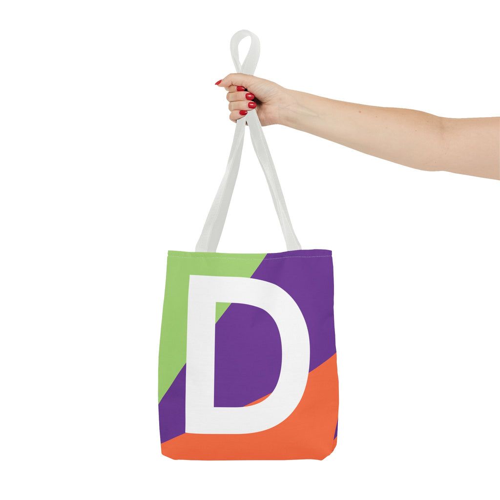 Monogram 'D' Colorblock Tote Bag — Personalized Initial D Shoulder Tote