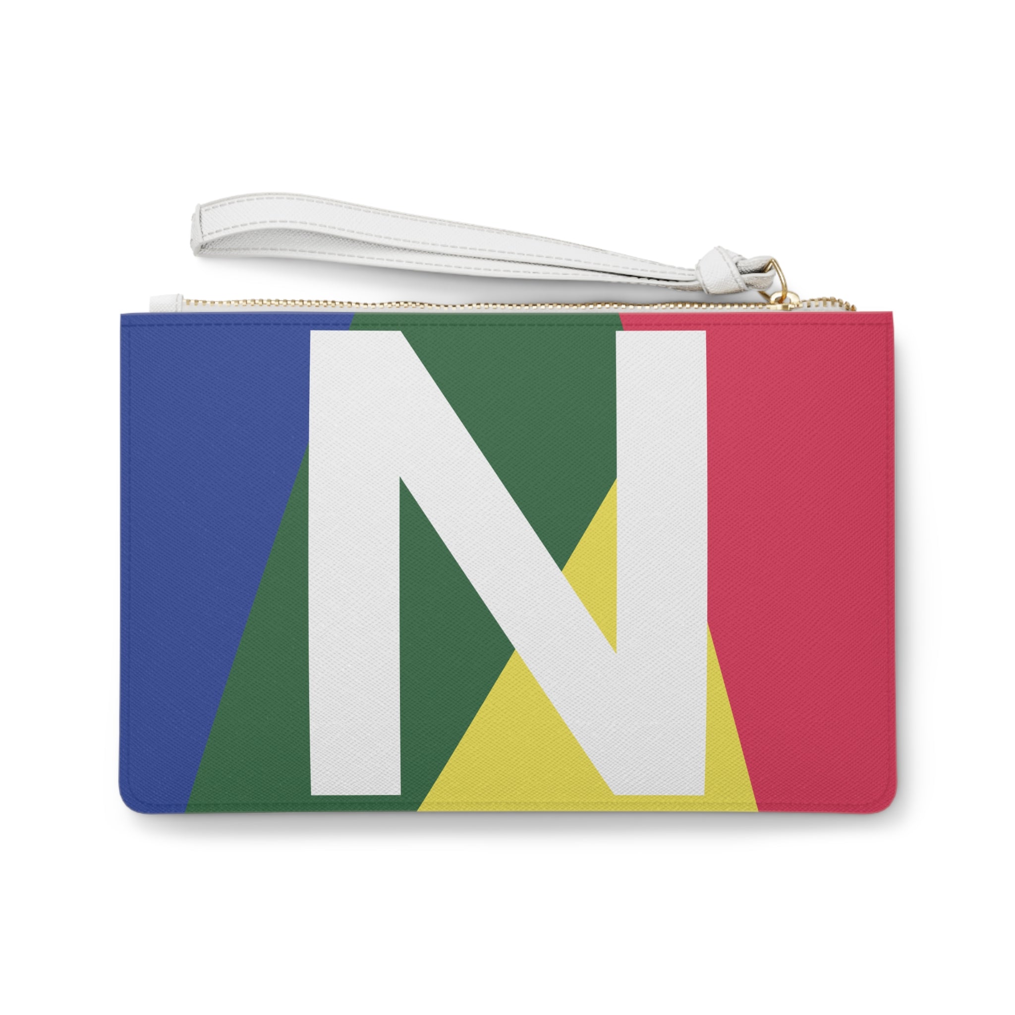 Monogram 'N' Colorblock Clutch Bag — Bold Geometric Wristlet for Everyday & Gifts
