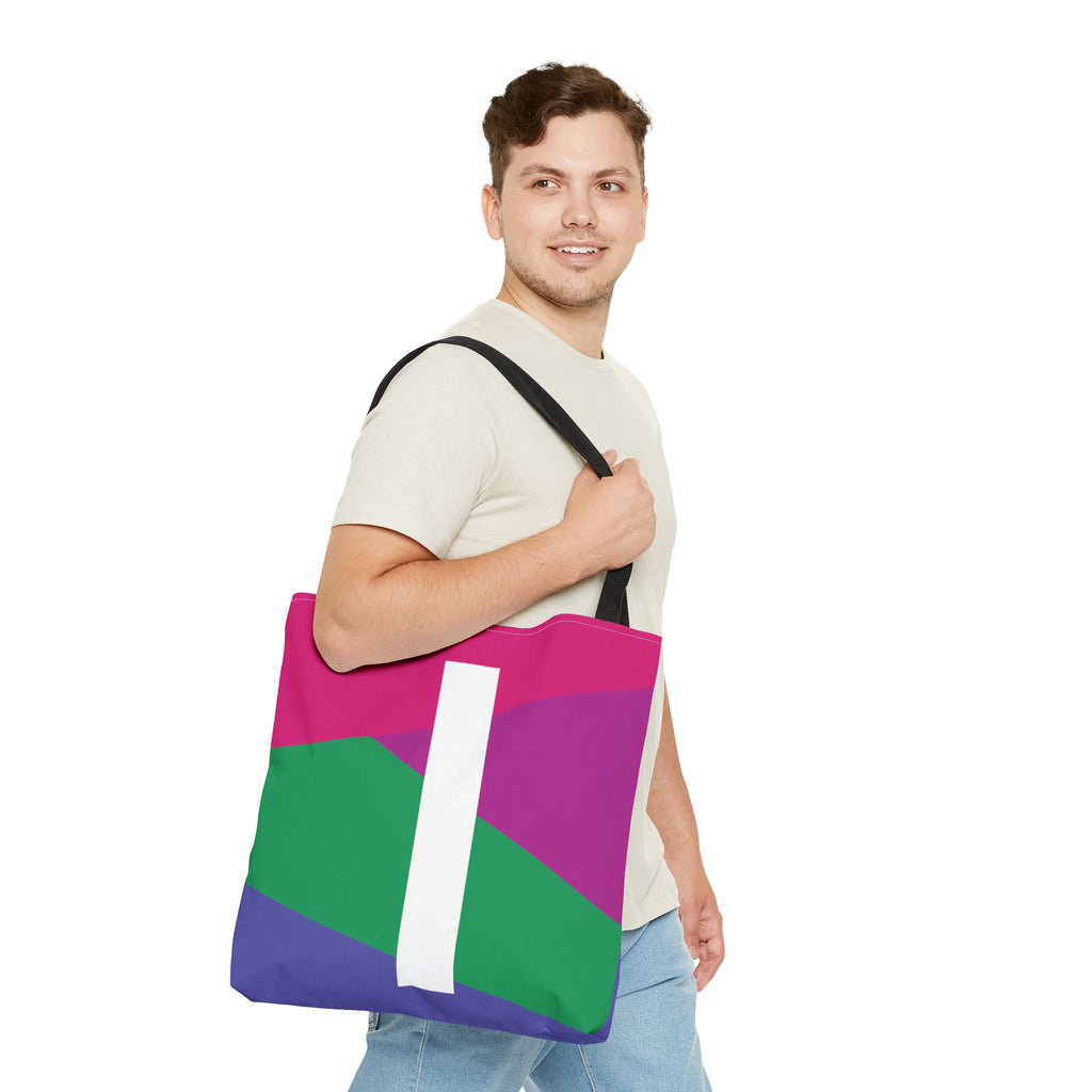 Monogram 'I' Colorblock Tote Bag — Personalized Initial I Shoulder Tote