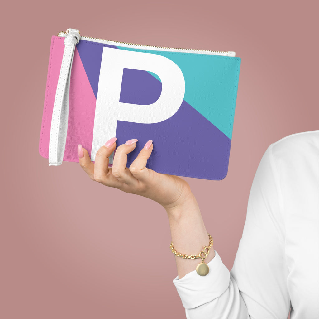 Monogram 'P' Colorblock Clutch Bag — Bold Geometric Wristlet for Everyday & Gifts