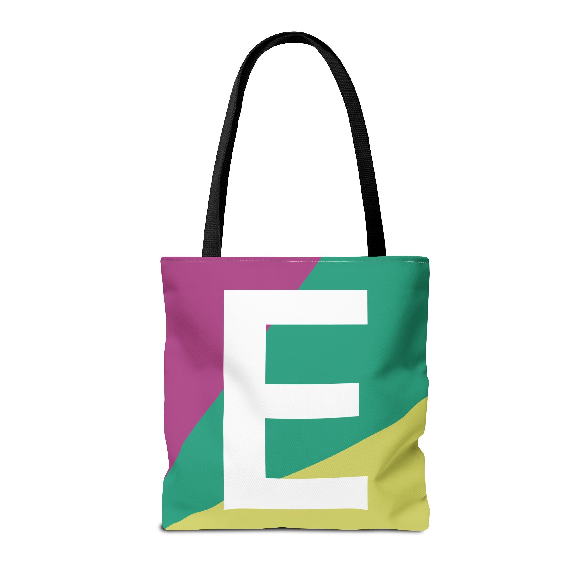 Monogram 'E' Colorblock Tote Bag — Personalized Initial E Shoulder Tote