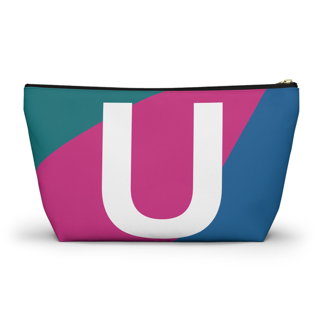 Initials Colorblock Accessory Pouch — Monogram U T-Bottom Cosmetic Bag