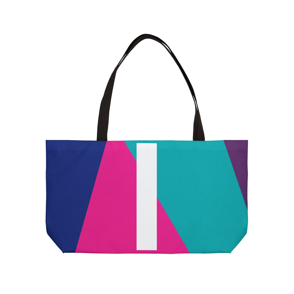 Personalized 'I' Colorblock Tote Bag — Monogram Weekender Tote